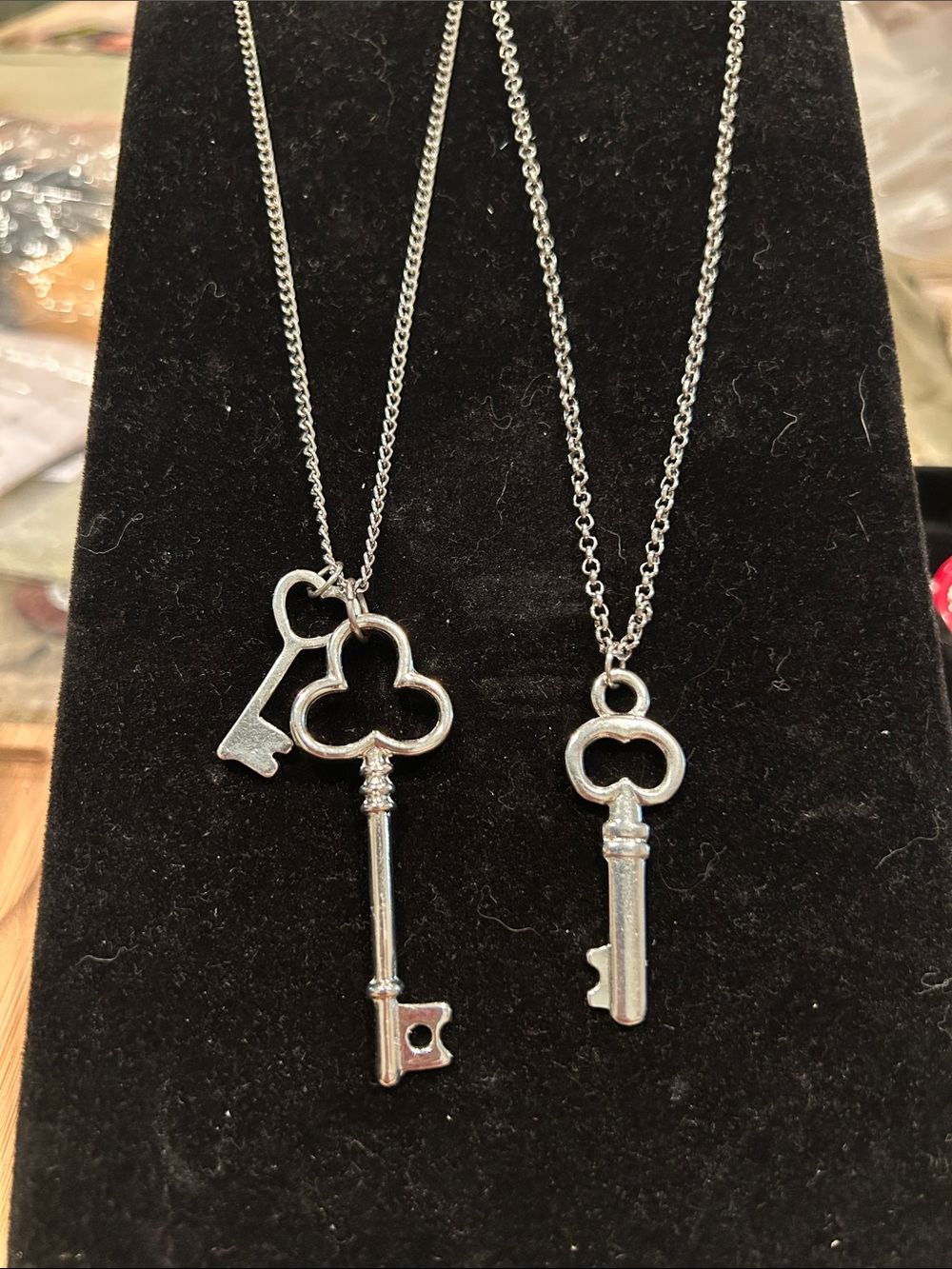 Silver Key Pendant Necklace - Silver Color (2pcs)